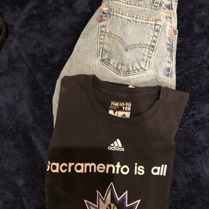Levi’s 550 jeans with black adidas t-shirt